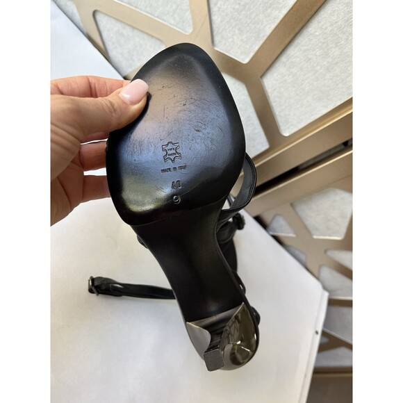 New Keuyluan Black Soft Leather High Heels Shoes Sandals Made Italy Sz 40 Us 9 - Picture 8 of 10